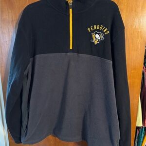 Penguins Black and Gray Men's quarter zip